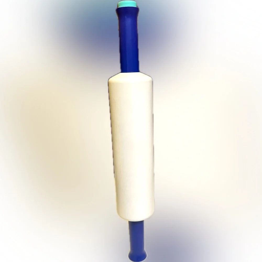 VTG TUPPERWARE FILL N CHILL ROLLING PIN WHITE BLUE BELGIUM MADE BAKE COOK PASTRY